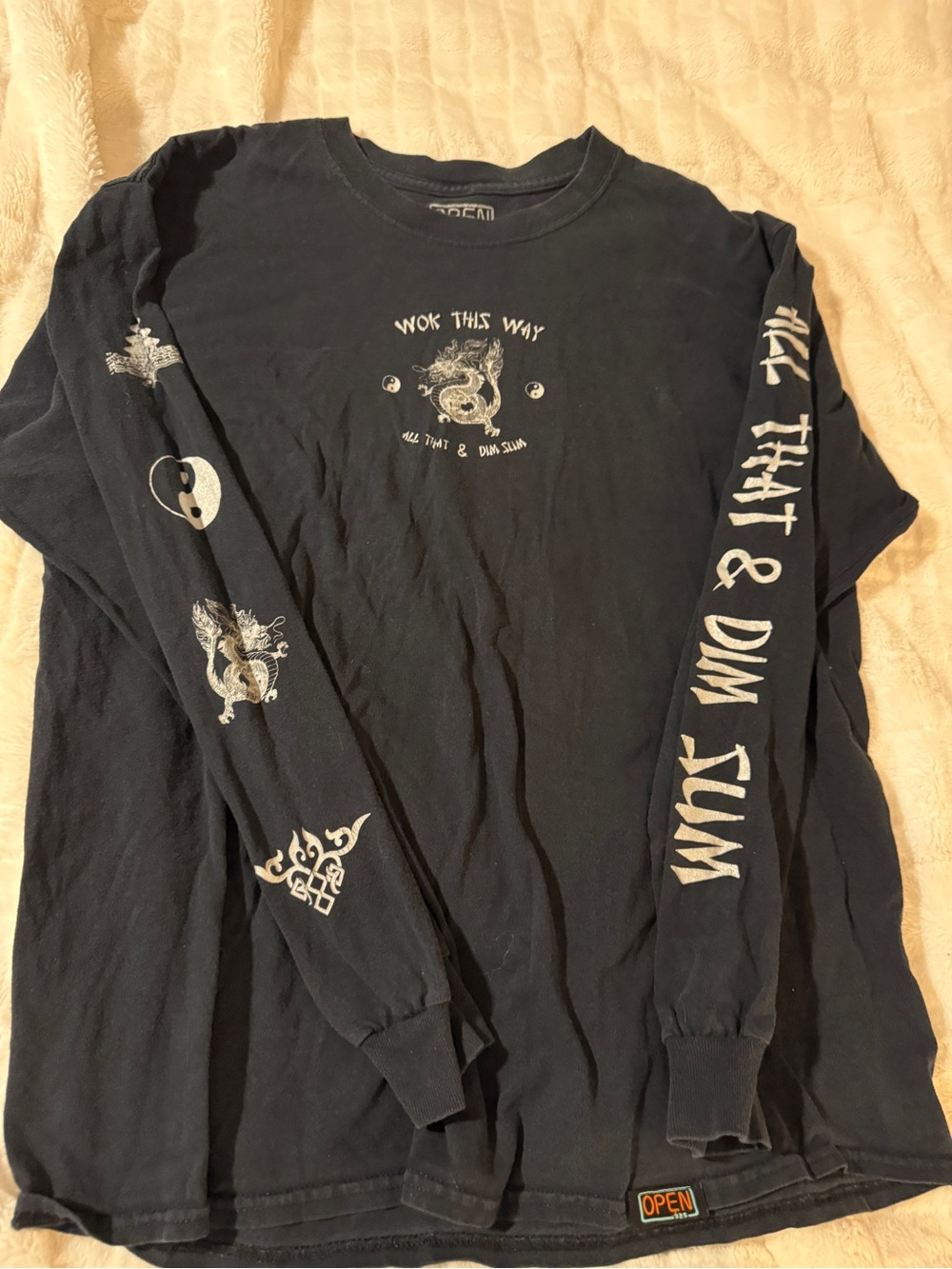 Wok This Way Black Graphic Long Sleeve Tee- L